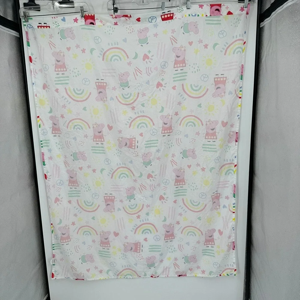 Peppa Pig Rainbow Sunshine White Polyester Fabric Panel 44x58 Cartoon Playroom
